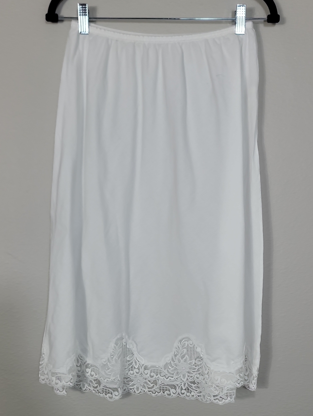 Vintage White Slip Skirt Size S/M Lace Trim Bridal Coquette Intimates Delicate - Picture 4 of 6